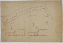 216880 Plattegrond van de begane grond en eerste verdieping van het voormalige Agnietenklooster, ingericht als kazerne ...